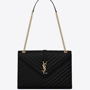 YSL large envelope monogram matelasse leather bag. With Authentication card.